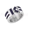 Bague Kenzo en Argent - Ligne Stripe K Laque Bleu/Blanche - 7011052-1100