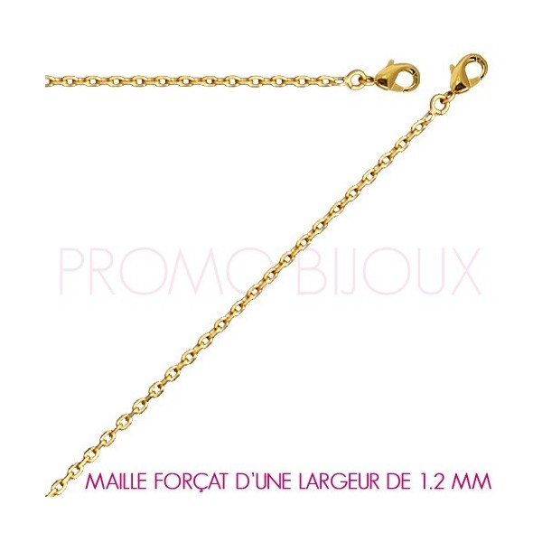 Chaine Plaqué Or Maille Forçat - Largeur de Maille 1.2 Millimètres - 45 Cm