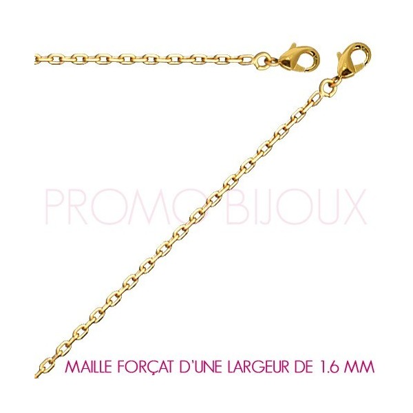 Chaine Plaqué Or Maille Forçat - Largeur de Maille 1.6 Millimètres - 50 Cm