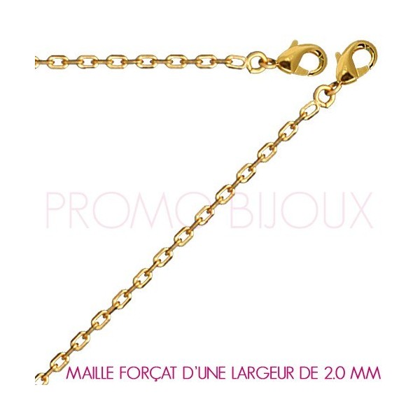 Chaine Plaqué Or Maille Forçat - Largeur de Maille 2.0 Millimètres - 50 Cm