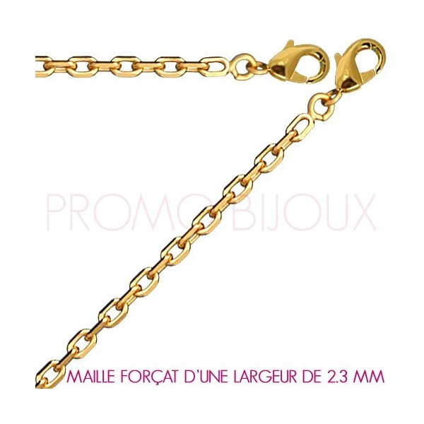 Chaine Plaqué Or Maille Forçat - Largeur de Maille 2.3 Millimètres - 50 Cm