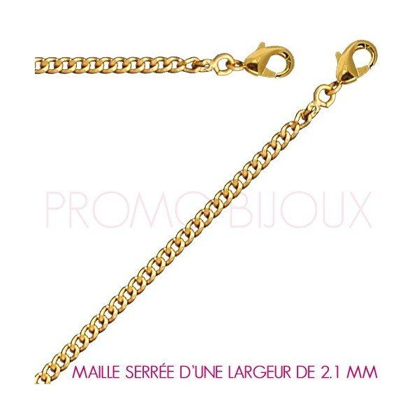 Chaine Plaqué Or Maille Serrée - Largeur de Maille 2.1 Millimètres - 45 Cm