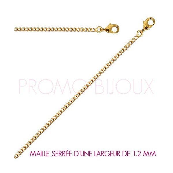 Chaine Plaqué Or Maille Serrée - Largeur de Maille 1.2 Millimètres - 45 Cm