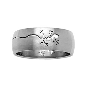 Bague acier salamandre ajourée pour homme