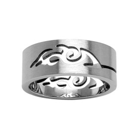 Bague acier ajourée pour homme