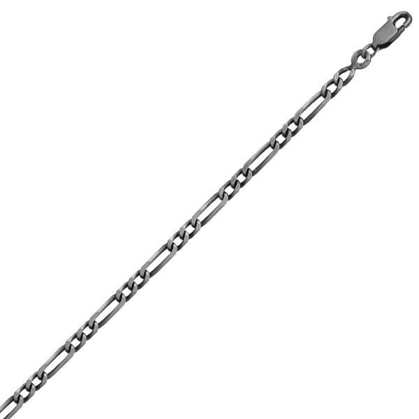 Chaine Argent maille figaro finition vieil argent 3 mm/50 cm