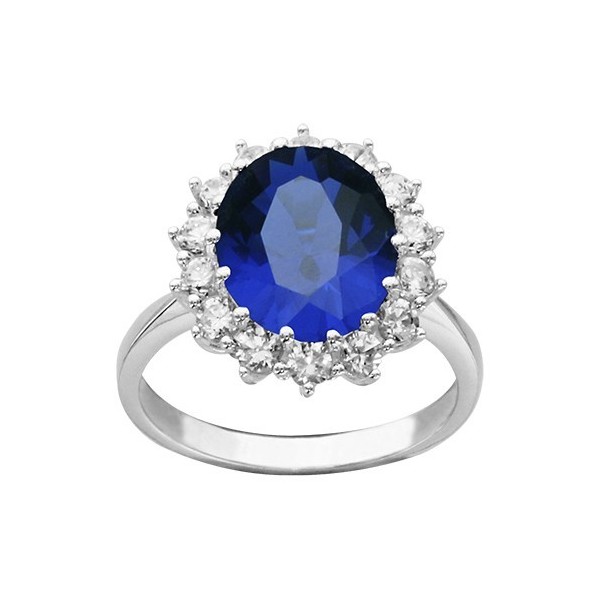 Bague en Argent RHODIE PIERRE CENTRALE BLEU 060862