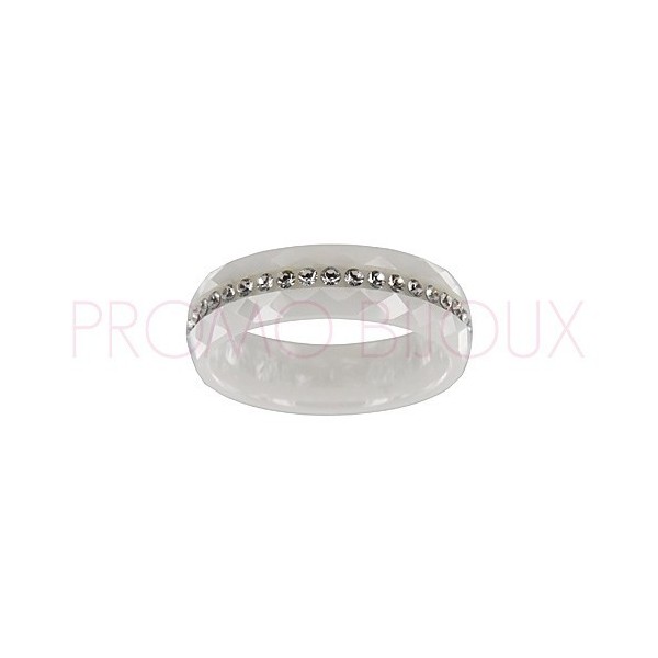 Bague en Céramique Blanche avec Oxydes de Zirconium - 921-002 B