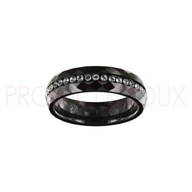 Bague en Céramique Noire avec Oxydes de Zirconium - 921-002 N