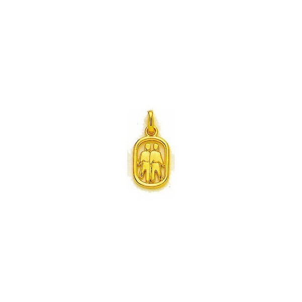 Pendentif zodiacque en plaqué or Gémeau