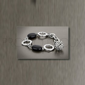Bracelet Lotus Style - Acier Multi-Cercles Céramique et Boule Coeur