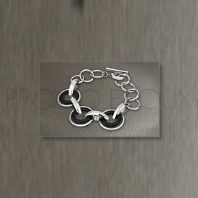 Bracelet Lotus Style - Bracelet Acier & Anneaux Noir