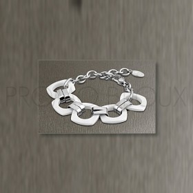 Bracelet Lotus Style - Bracelet Acier & Céramique Blanche