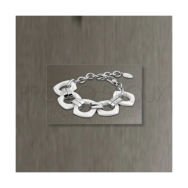 Bracelet Lotus Style - Bracelet Acier & Céramique Blanche