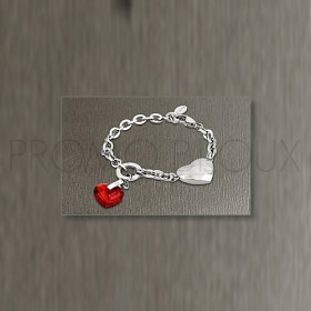 Bracelet Lotus Style - Coeur en Cristal Rouge