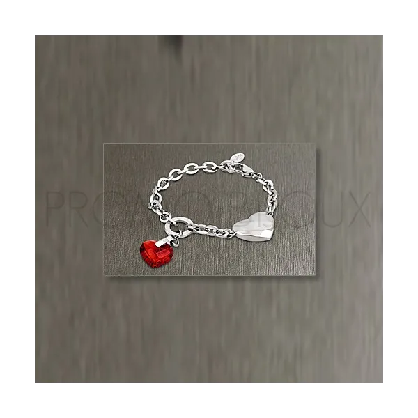 Bracelet Lotus Style - Coeur en Cristal Rouge