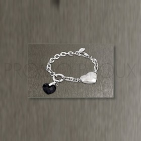 Bracelet Lotus Style - Coeur en Cristal Noir