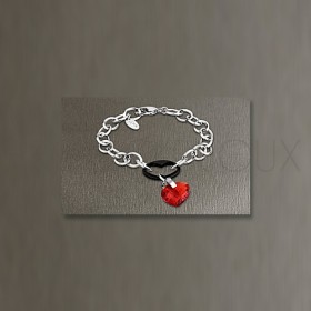 Bracelet Lotus Style - Coeur en Cristal Rouge
