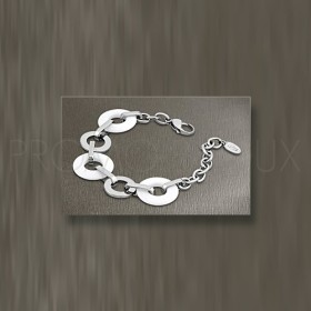 Bracelet Lotus Style - Bracelet Acier Lotus Multi-Anneaux Résine Blanche