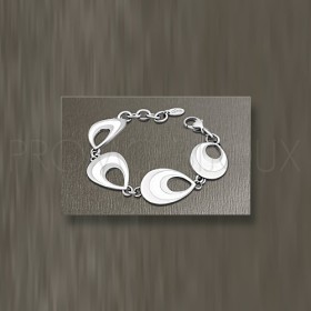 Bracelet Lotus Style Multi-Anneaux Ovales acier/céramique blanche