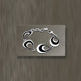 Bracelet Lotus Style - Bracelet Multi-Anneaux Ovales acier/céramique noire