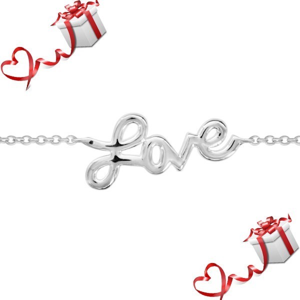Bijou Saint Valentin - Bracelet en argent texte love