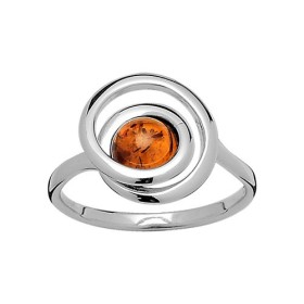 BAGUE ARGENT RHODIE SPIRALE AMBRE VERITABLE 064854