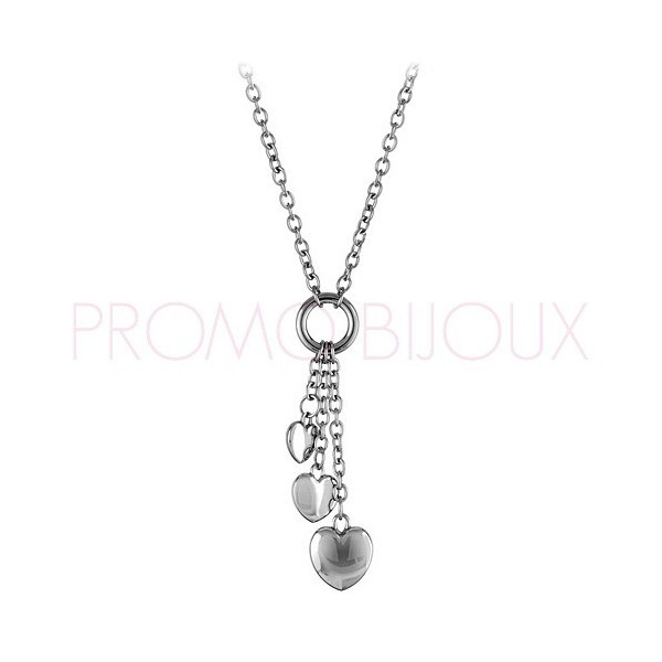 Bijoux fête des mères - Collier Acier Pendentifs Coeurs