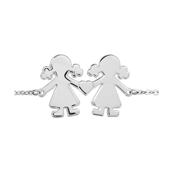 Bracelet Argent silhouettes découpées fillettes