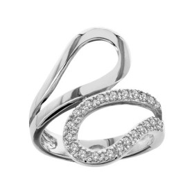BAGUE ARGENT RHODIE FORME BOUCLE PIERRES BLANCHES SYNTH 065291