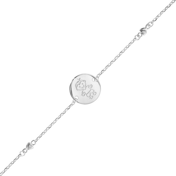 Cadeau Fête des Mères - Bracelet argent / medaille et coeur