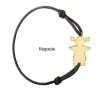 Cadeau Fête des Mères cordon noir avec silhouette fillette plaqué or