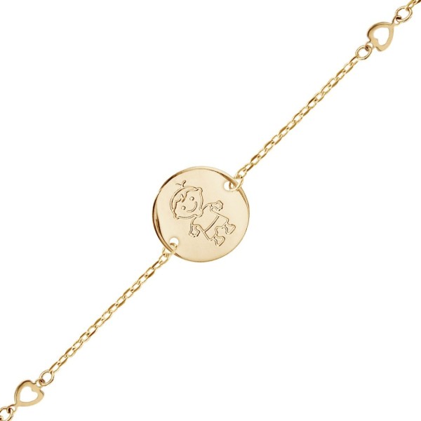 Cadeau Fête des Mères - Bracelet plaqué or / medaille et coeur