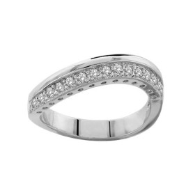 BAGUE ARGENT RHODIE STYLE ALLIANCE PIERRES BLANCHES SYNTH 065294