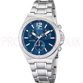 Montre lotus en acier fond bleu