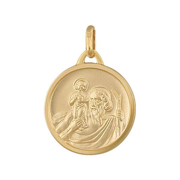 Médaille Saint Christophe en plaqué or ronde