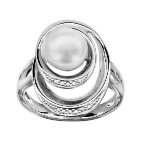 BAGUE ARGENT RHODIE PERLE D'EAU DOUCE BLANCHE 065751