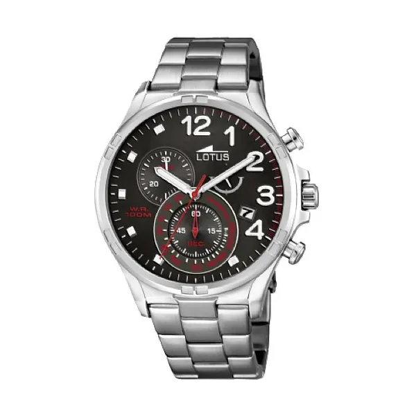 Montre Lotus chrono en acier fond noir