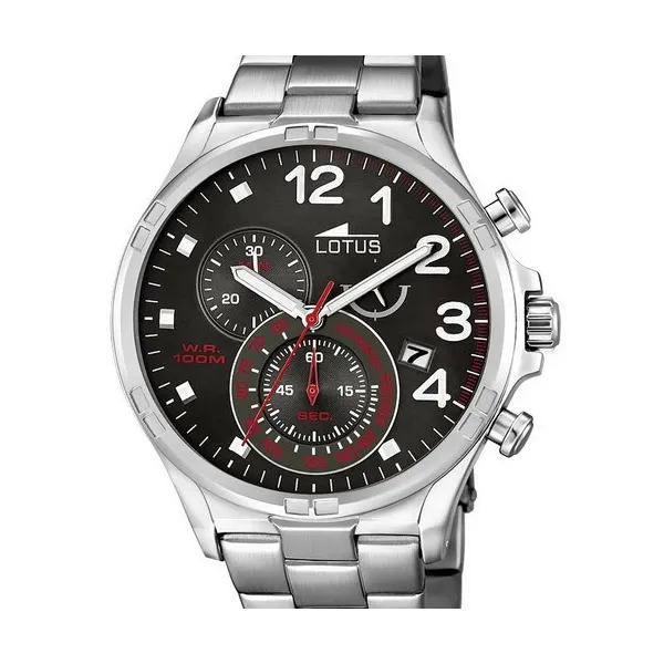 Montre Lotus chrono en acier fond noir