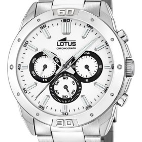 Montre Lotus en acier fond blanc chrono