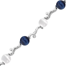 Bracelet Jourdan Argent avec boules marines et blanches