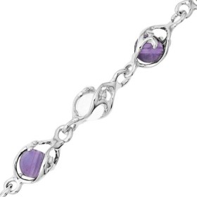 Bracelet Jourdan Argent avec boule cristal et améthyste