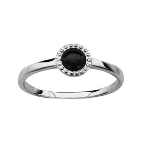 BAGUE ARGENT RHODIE ROND ONYX VERITABLE 065753