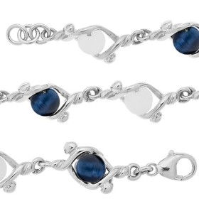 Bracelet Jourdan argent avec boules en verre blanches et marine