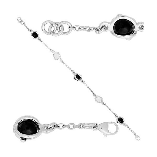 Bracelet  Jourdan en argent avec boule cristal et onyx