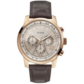 Montre Guess doré rose bracelet cuir marron W0380G4