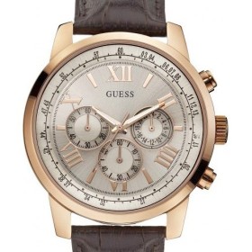 Montre Guess doré rose bracelet cuir marron W0380G4