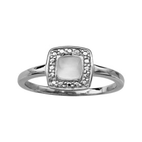 BAGUE ARGENT RHODIE CARRE NACRE BLANCHE 065758