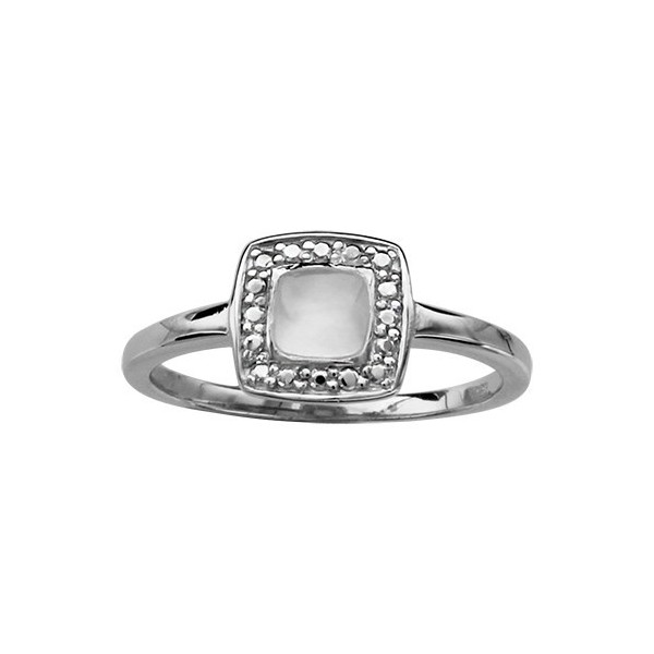 BAGUE ARGENT RHODIE CARRE NACRE BLANCHE  065758