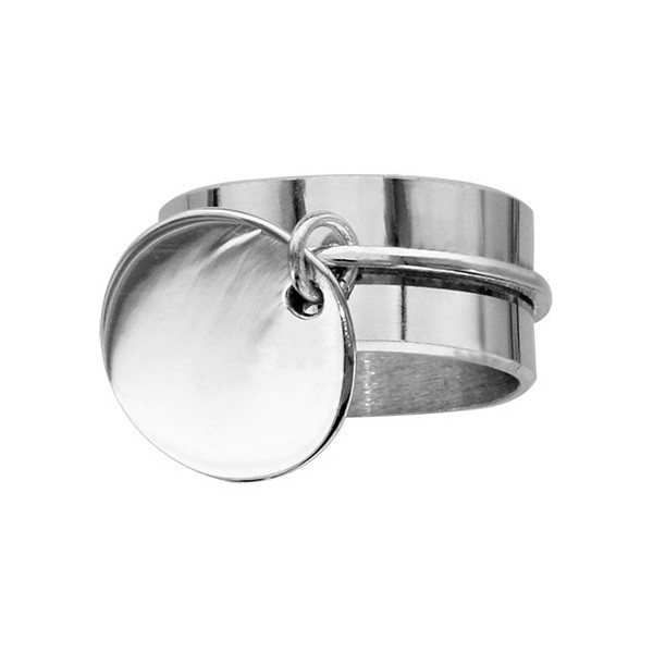 BAGUE ARGENT RUBAN 10MM AVEC MEDAILLON  065763